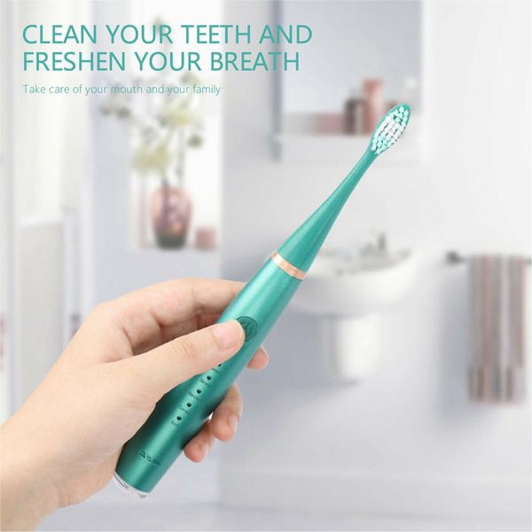 Electric Tooth Cleaner,  Dental Calculus Remover,Tooth Scraper Teeth Cleaning Kit with 3 Cleaning Heads, 5 Modes, Oral Mirror, Green