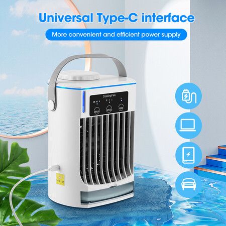 Portable Air Conditioner Mini Fan Cooler Air Cooler USB Air Conditioning 3 Gear Speed Air Cooling Fan Humidifier for Home Office