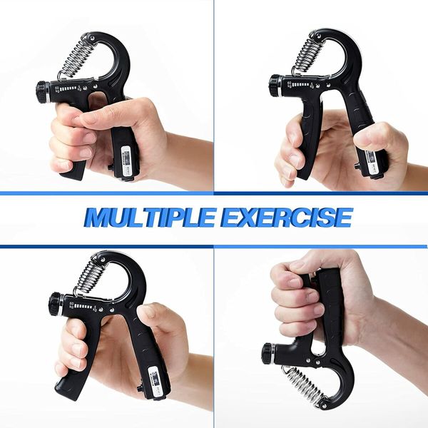 Hand Grip Strengthener 2 Pack, Grip Trainer, Forearm Exerciser with Counter, Adjustable Resistance 11-132lbs, Portable Forearm Exercise Equipment