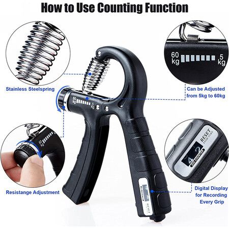 Hand Grip Strengthener 2 Pack, Grip Trainer, Forearm Exerciser with Counter, Adjustable Resistance 11-132lbs, Portable Forearm Exercise Equipment