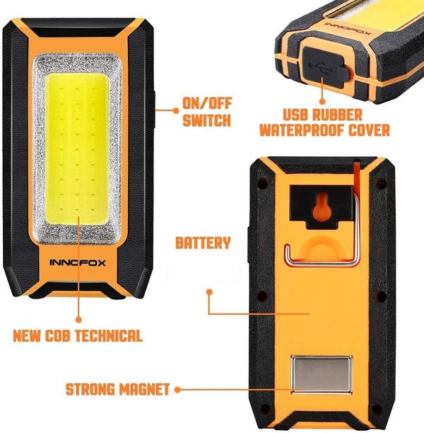 LED Rechargeable Magnetic Work Light 40W 1500Lumens,Hanging Hook 3 Lighting Modes,Job Site Lighting for Car Repairing,Camping,Working,and Hurricane (2 pack)