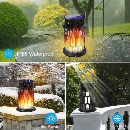 Hanging Solar Flame Light Lawn Camping Lamp Decor Landscape Patio Garden LED Atmosphere Candle Light