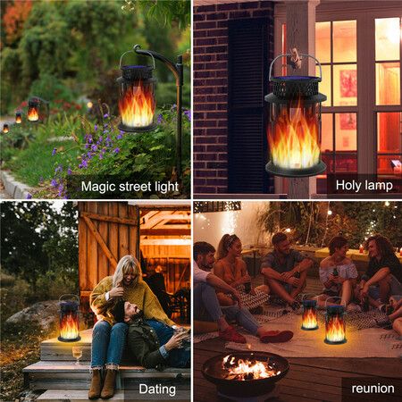 Hanging Solar Flame Light Lawn Camping Lamp Decor Landscape Patio Garden LED Atmosphere Candle Light