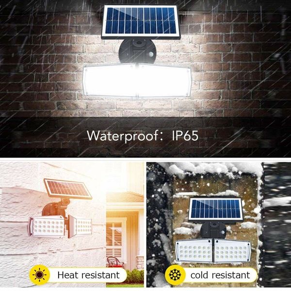 Solar Light Outdoor Motion Sensor Wide-Illumination 42 LED IP65 Waterproof Security Flood Lights Solar Powered Detected for Garage,Porch,Yard