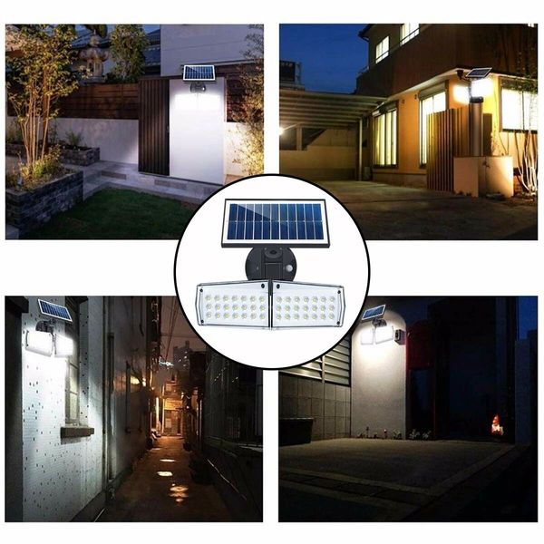 Solar Light Outdoor Motion Sensor Wide-Illumination 42 LED IP65 Waterproof Security Flood Lights Solar Powered Detected for Garage,Porch,Yard