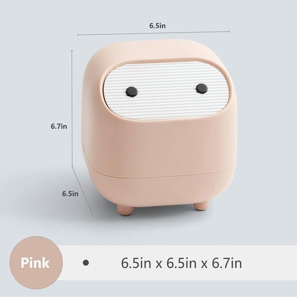 Mini Desktop Trash Can Office Plastic Garbage Can for Bathroom Vanity Desktop Office Coffee Table (Pink)