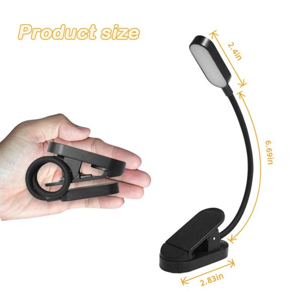 16 LED Rechargeable Book Light,Eye Caring 3 Color Temperatures,Stepless Dimming Brightness,80 Hrs Runtime Small Lightweight Clip On Book Reading Light