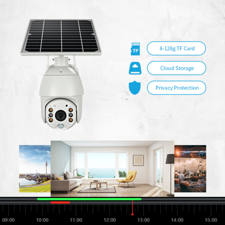 Solar Monitoring Camera Outdoor 360° Yuntai Network Night Vision Mobile Phone Remote Home Wireless Camera(Operated with Wifi)