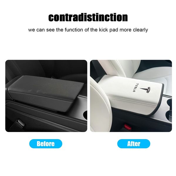 Car Armrest Box Cover for Tesla Model 3 Model Y 2017-2022 2023 Central Control Armrest Decoration Interior Car Accessories (White)