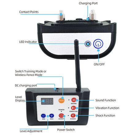 Electronic Pet Fence Wireless Waterproof Wireless With Sound & Shock Function 2 in 1 Electric Dog Fence Training Collar