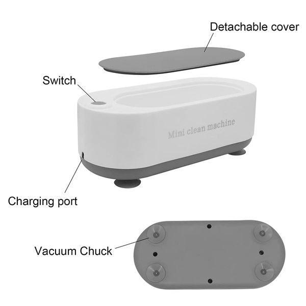 Ultrasonic Jewelry Cleaner, 45kHZ Glasses Cleaner with Contact Lens Storage Case