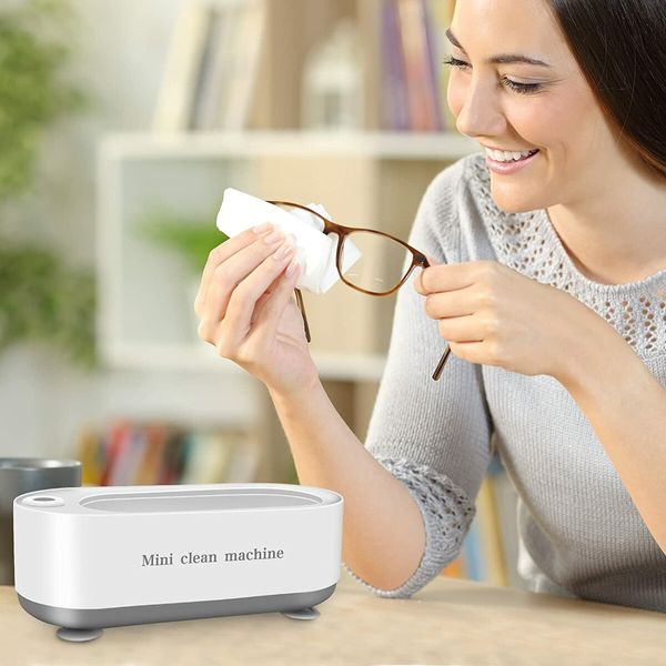 Ultrasonic Jewelry Cleaner, 45kHZ Glasses Cleaner with Contact Lens Storage Case