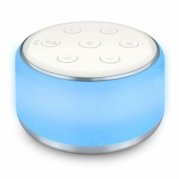 White Noise Machine For Sleeping Baby and Adults With Night Light, 34 Soothing Noises, USB Rechargeable Auto-Off Timer for Kids, Home,Travel