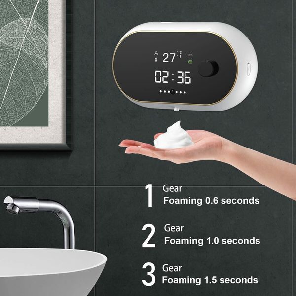 Automatic Soap Dispenser Wall Mount Foaming Touchless Sensor Soap Dispenser Rechargeable for Bathroom-White