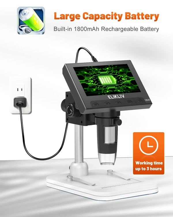 4.3" Coin Microscope,LCD Digital Microscope 1000x,Coin Magnifier with 8 Adjustable LED Lights,PC View,Windows Compatible