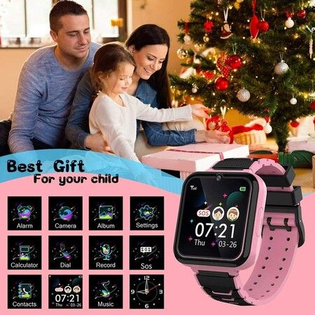 Kids Smart Watch Girls Phone Camera Selfie SOS Calling Smartwatch for Kids Waterproof IPX5 Games Touch Screen Alarm For 3-12 Years Old Boys and Girls