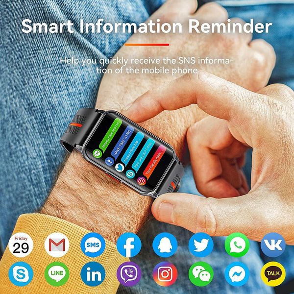 Smart Watch for Android iOS Phones Compatible 1.57 inch Full Touch Screen Fitness Tracker with Heart Rate & Blood Oxygen Monitoring IP68 Waterproof