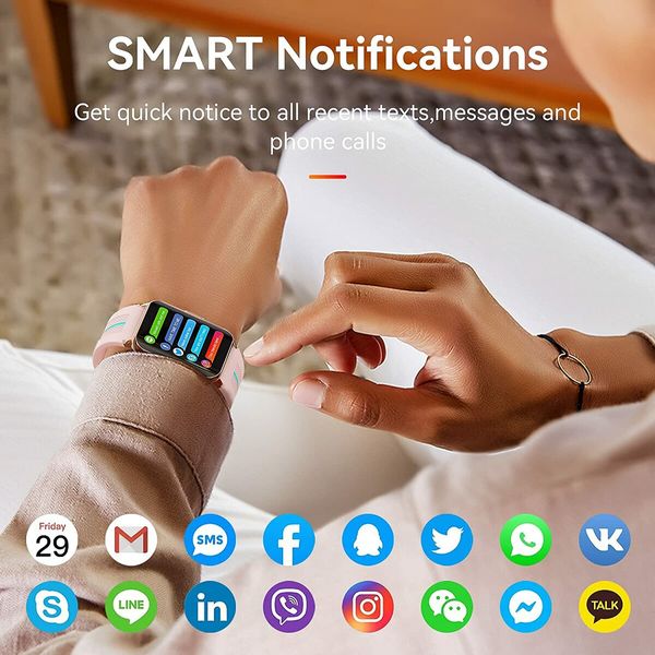 Smart Watch for Android iOS Phones Compatible 1.57 inch Full Touch Screen Fitness Tracker with Heart Rate & Blood Oxygen Monitoring IP68 Waterproof