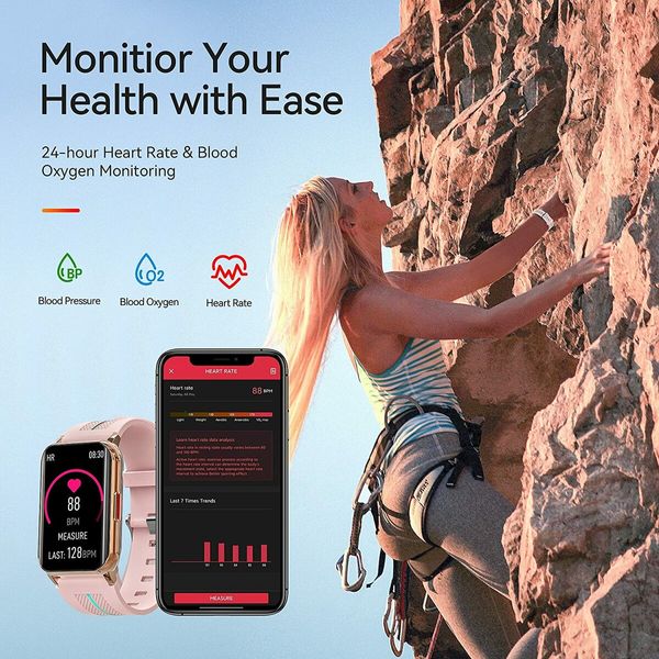 Smart Watch for Android iOS Phones Compatible 1.57 inch Full Touch Screen Fitness Tracker with Heart Rate & Blood Oxygen Monitoring IP68 Waterproof