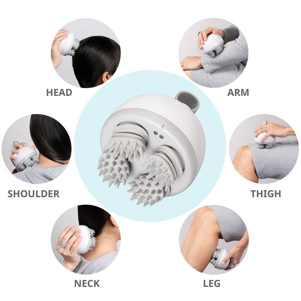 Portable Electric Scalp Massager Waterproof Rechargeable with 4 Removable Massage Heads for Scalp Stress Relief