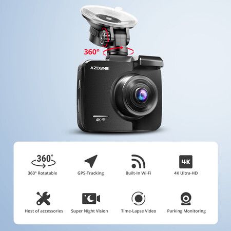 GS63H Dash Cam Dual Lens 4K UHD Recording Car Camera DVR Night Vision WDR Built-in GPS WiFi G-Sensor Motion Detection