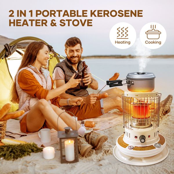 2in1 Kerosene Heater Stove Portable Indoor Outdoor Space Radiant Kerosine Oil Burner Auto Ignition Anti Tipping 19600BTU