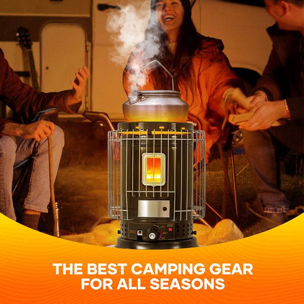 2in1 Kerosene Heater Stove Indoor Portable Outdoor Radiant Space Kerosine Oil Burner Anti Tipping Auto Ignition 22300BTU