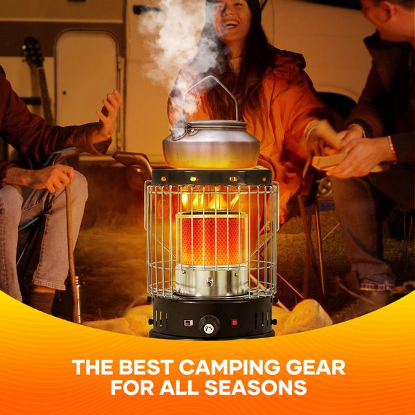 2in1 Kerosene Heater Stove Indoor Outdoor Portable Space Kerosine Radiant Oil Burner Anti Tipping Auto Ignition 19600BTU