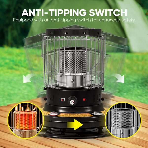 2in1 Kerosene Heater Stove Indoor Outdoor Portable Space Kerosine Radiant Oil Burner Anti Tipping Auto Ignition 19600BTU