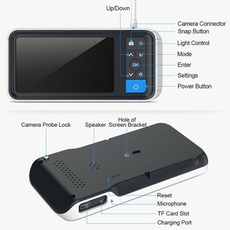 Digital Otoscope with 4.5 Inches Screen,3.9mm Ear Camera with 6 LED Lights,32GB Card, Ear Wax Removal Tool,Specula and 2500 mAh Rechargeable Battery,Supports Photo Snap and Video Recording