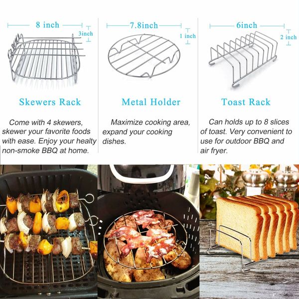 Square Air Fryer Accessories 12 pcs with Recipe Cookbook Compatible with Philips Air Fryer, COSORI