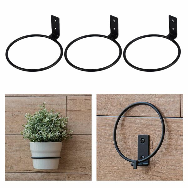 Wall Mounting Flower Pot Holder Ring Planters Rack Railing Outdoor Decor Office 8 Inch