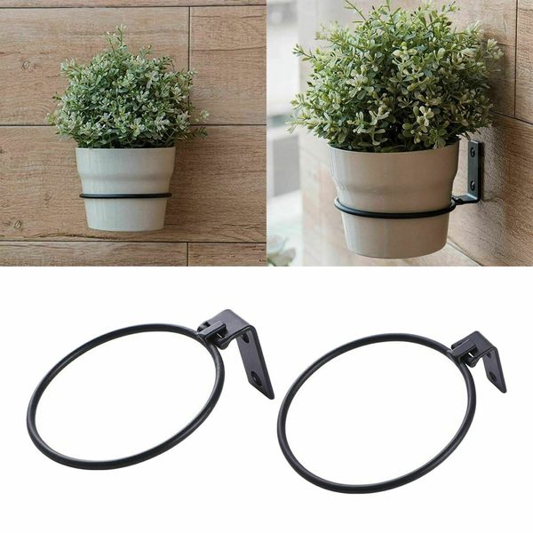 Wall Mounting Flower Pot Holder Ring Planters Rack Railing Outdoor Decor Office 8 Inch