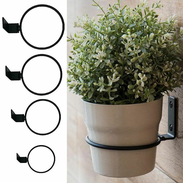 Wall Mounting Flower Pot Holder Ring Planters Rack Railing Outdoor Decor Office 6 Inch