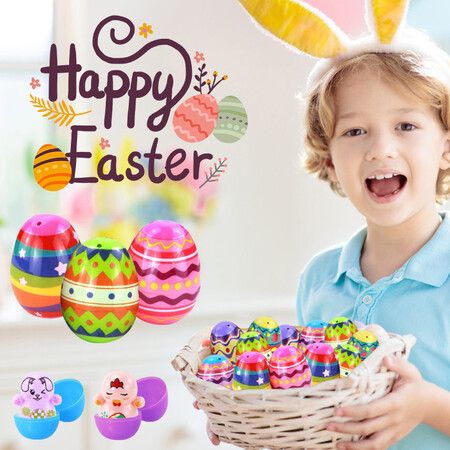 2023 36pcs Easter Eggs Happy Easter Decorations Plastic Easter Eggs Candies Chocolate Gift Boxes Colorful Egg DIY Craft for Kids Gift