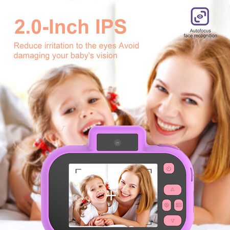 Children's Camera High-definition 4000W Front Rear Dual-camera 2 Inch 1080P HD IPS Screen Digital Kids Camera Photography Toys Color Yellow