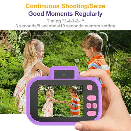 Children's Camera High-definition 4000W Front Rear Dual-camera 2 Inch 1080P HD IPS Screen Digital Kids Camera Photography Toys Color Yellow