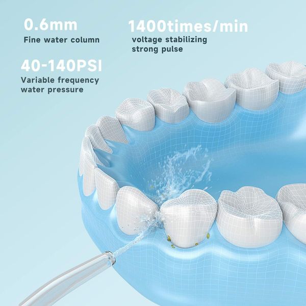 Cordless Water Dental Flosser, Portable Oral Irrigator with 230 ML Detachable Water Tank