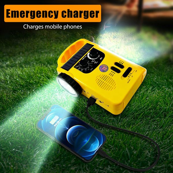 USB Emergency Radios Power Bank Solar AM/FM Radios with Flashlight LED Light TF Card Playback Adjustable Brightness Outdoor Gear