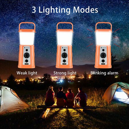 For Camping Portable USB Solar 10000mAh Multifunctional Waterproof Emergency 3 Lighting LED Hand Crank Light AM / FM Radio