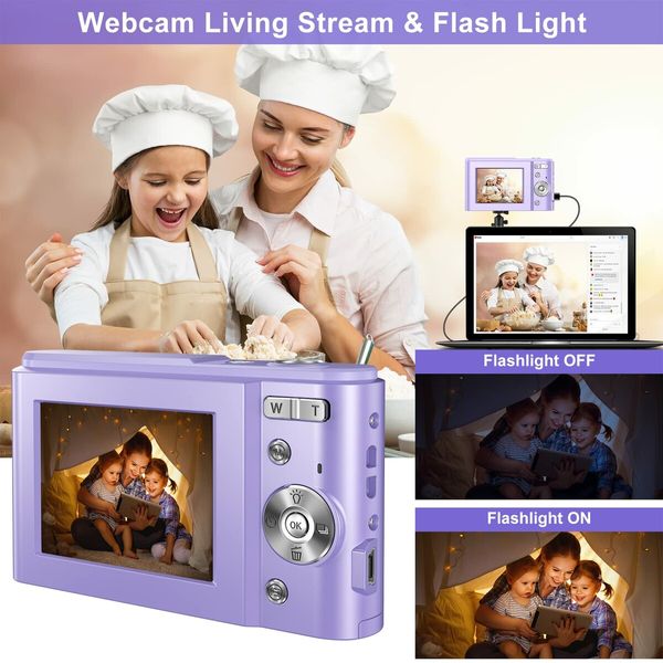 Digital Baby Camera for Kids Teens Boys Girls Adults,1080P 48MP Kids Camera with 32GB SD Card,2.4 Inch Kids Digital Camera with 16X Digital Zoom,Compact Mini Camera Kid Camera for Kids/Student (Purple)