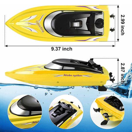 Remote Control Boats for Pools and Lakes, 10km/h High Speed Mini Boats Toys for Kids Adults Boys Girls Yellow