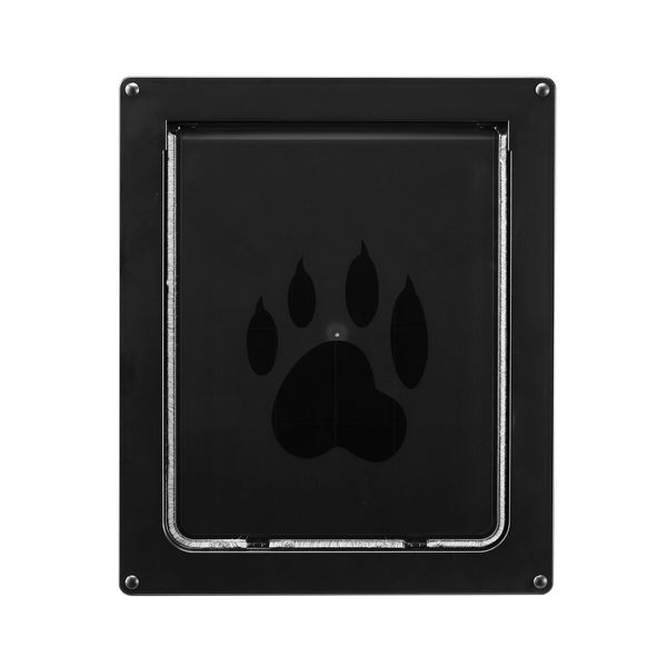 Dog Pet Cat Door Screen Flap Large Magnetic 2 Way Lockable Panel Safe Brushy Security Wooden Wall ABS Black