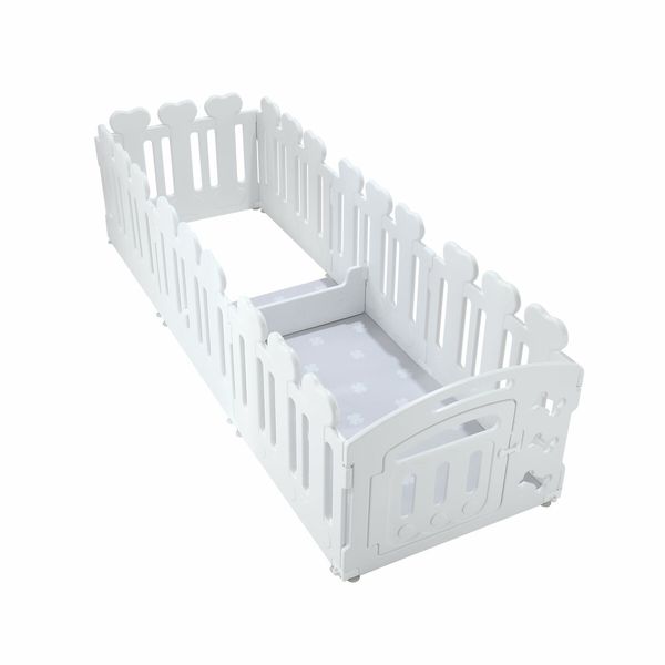 Dog Pet Cat Kennel Enclosure Cage Fence Safety Gate Playpen Crate Whelping Box Barrier Kitten Puppy Furniture 8 Panels 2in1 White