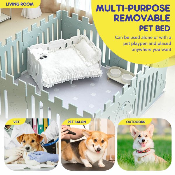 Raised Dog Cat Pet Bed Frame Couch Sofa Platform Elevated Washable Waterproof Puppy Kitten Chair Furniture with Mat White