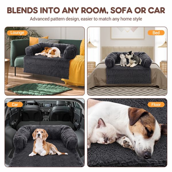 Dog Cat Bed XL Pet Puppy Calming Cushion Sofa Protector Luxury Couch Car Mat Cover Warm Soft Fluffy Bolster Kitten Nest Washable