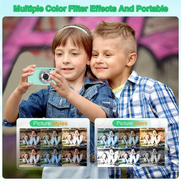 Digital Camera Auto Focus 2.7K Vlogging Camera HD 48MP 16X Digital Zoom Camera with 32G Memory Card,Portable Mini Compact Camera (Green)