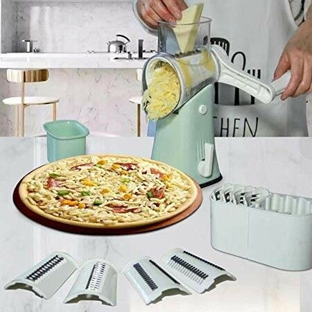 Rotary Cheese Grater and Shredder Vegetable Cutter 5 in 1 multifunctional Manual Mandoline Slicer for Home Use, Nuts Grinder