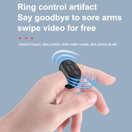 For TikTok Ring Bluetooth Remote Control Fingertip Selfie Video Controller Automatic Page Turner Browsing For Mobile Phone Color Black