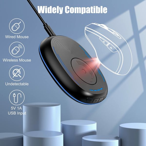 Mouse Jiggler Undetectable Mouse Mover Device with Timer,ON/Off Switch,RGB Breathing Light Mouse Wiggler for Prevent Computer Laptop Screen Sleep (Black)